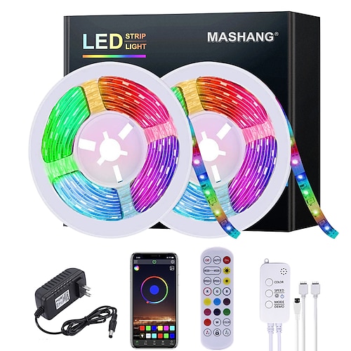 

5M 10M 15M 20M LED Strip Lights RGB Waterproof Music Sync LED 2835 SMD Color Changing 24 Keys Remote Bluetooth Controller for Bedroom Home TV BackLight