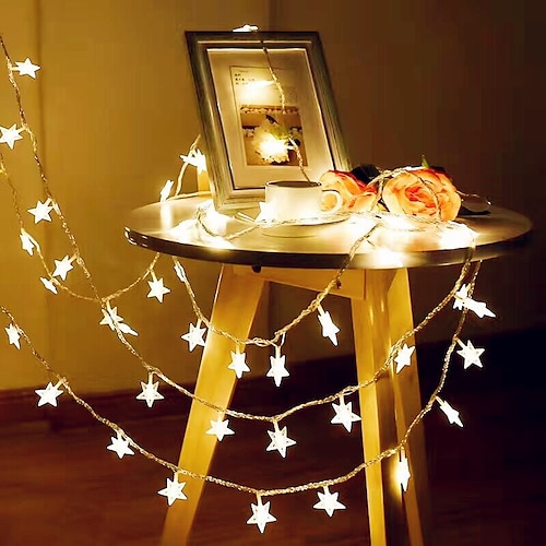 

Ramadan Eid Lights 3M 20LED Star String Light Twinkle Garlands Battery Powered LED Fairy Lights For Wedding Holiday Party Decorative Lamp Without Battery