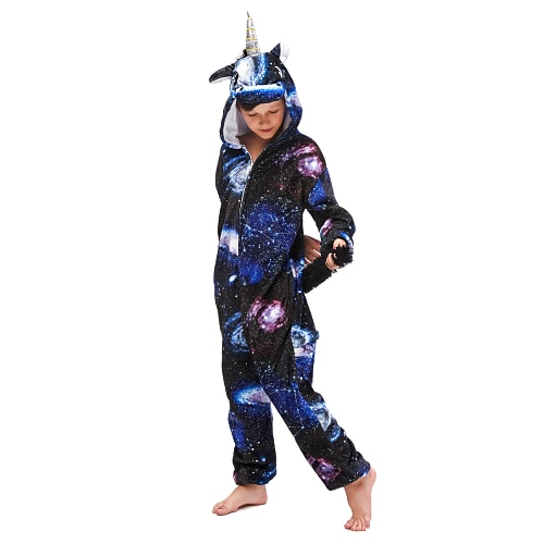 

Kid's Kigurumi Pajamas Unicorn Flying Horse Onesie Pajamas Flannel Fabric Ink Blue Cosplay For Boys and Girls Animal Sleepwear Cartoon Festival / Holiday Costumes / Leotard / Onesie
