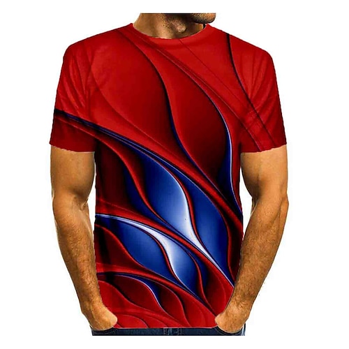 Hombre Camiseta Camisa Graphic Escote Redondo Vino Diario Manga Corta Estampado Ropa Básico