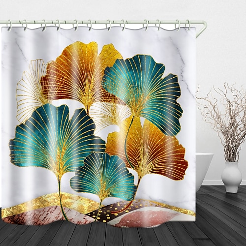 

Ginkgo Biloba Digital Print Waterproof Fabric Shower Curtain for Bathroom Home Decor Covered Bathtub Curtains Liner Includes with Hooks 70 Inch