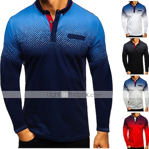 

Men's Golf Shirt Tennis Shirt Breathable Quick Dry Moisture Wicking Long Sleeve T Shirt Top Regular Fit Gradient Color Autumn / Fall Summer Tennis Golf Running / Cotton / Stretchy / Sports & Outdoor