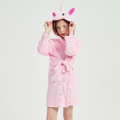 

Kid's Kigurumi Pajamas Bathrobe Unicorn Flying Horse Solid Color Onesie Pajamas Flannel Fabric Cosplay For Boys and Girls Christmas Animal Sleepwear Cartoon Festival / Holiday Costumes / Bath Robe