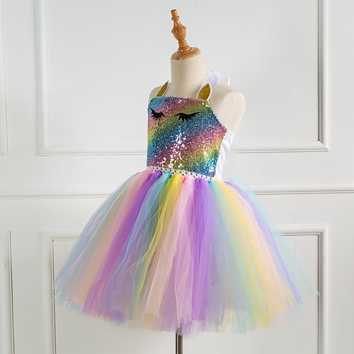 Unicorn Dress Girls' Movie Cosplay Vacation Dress New Year's Golden Silver  Dark Blue Dress Wings Headwear Christmas Halloween Carnival Polyester  Polyester / Cotton World Book Day Costumes 2026 - AU $54.69