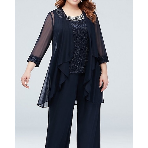 

Dark Navy 3/4 Length Sleeve Shrugs Mother's Wrap Chiffon Wedding Party Evening Women's Wrap With Ruching For Spring & Summer