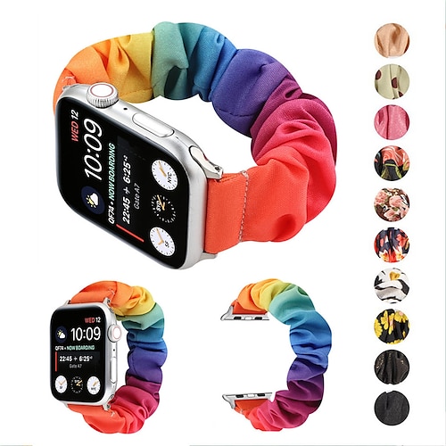 

Elastic Fabric Band for Apple Watch 38/40/41mm 42/44/45mm Women Woven Canvas Cloth Strap Scrunchies Bracelet Accessories for iwatch series 7 6 SE 5 4 3 2 1