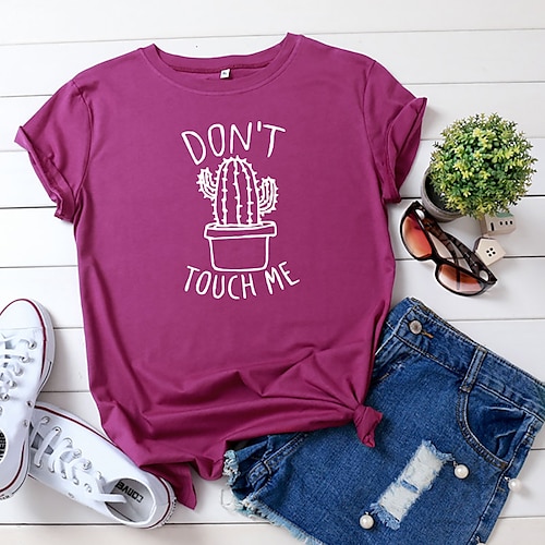 

Damen T Shirt Schwarz Hellgrün Rosa Graphic Buchstabe Bedruckt Kurzarm Täglich Wochenende Basic Rundhalsausschnitt Standard 100% Baumwolle S