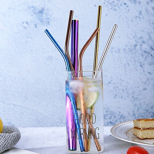 

3PCS 304 Metal Straw Pipette Suction Stainless Steel Drinking Straws Pipe Straight Bent Tube Events Party Bar Accessories