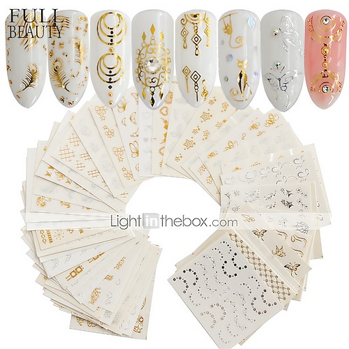 

30 Sheets Christmas Nails Xmas Nails Christmas Nail Wrap Christmas Nail Stickers Gold And Silver Stamping Water Stickers Nature Dream Catcher Set Premium Nail DIY Decorations
