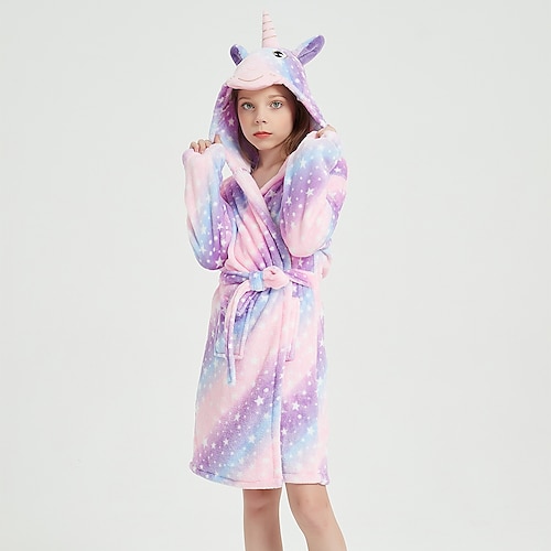 

Kid's Kigurumi Pajamas Bathrobe Unicorn Flying Horse Solid Color Onesie Pajamas Flannel Fabric Cosplay For Boys and Girls Christmas Animal Sleepwear Cartoon Festival / Holiday Costumes / Bath Robe