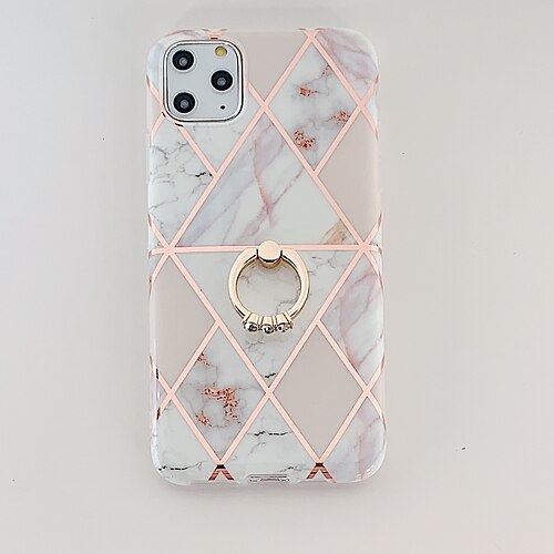 

Case For Apple iPhone 13 12 Pro Max 11 SE 2020 X XR XS Max 8 7 Plating Ring Holder Pattern Back Cover Marble TPU