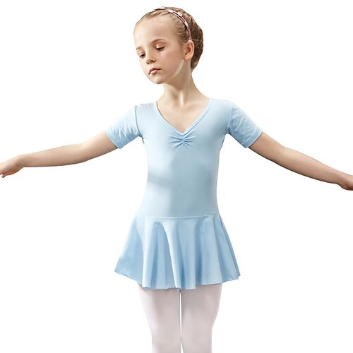 

Ballet Leotard / Onesie Satin Bow Solid Girls' Training Performance Short Sleeve Natural Cotton