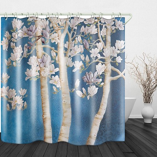 

Magnolia Digital Print Waterproof Fabric Shower Curtain For Bathroom Home Decor Covered Bathtub Curtains Liner Includes With Hooks
