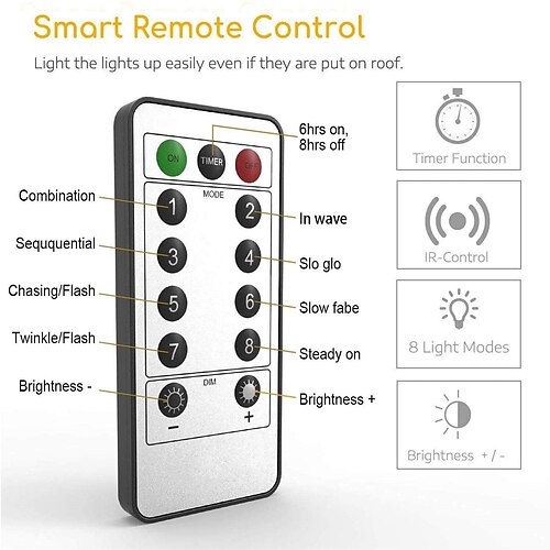 MUSUNIA Catena di luci a batteria per esterni, timer 5 m, 50 LED, batteria esterna, IP65, impermeabile, luce bianca calda, per interni, per Natale, camera da letto, feste, matrimoni (2 pezzi