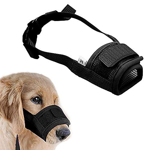 

Muzzle For Dogs - Adjustable Soft Dog Muzzle For Small Medium Large Dog, Air Mesh Training Dog Muzzles For Biting Barking Chewing - Breathable Mesh & Soft Flannel Protects Dog Mouth Cover