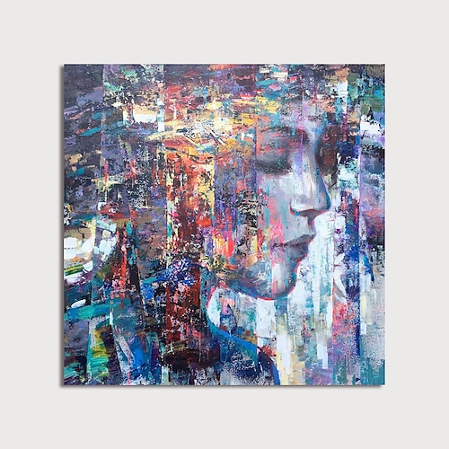 

Oil Painting Handmade Hand Painted Wall Art Abstract Woman Portrait Home Decoration Décor Stretched Frame Ready to Hang
