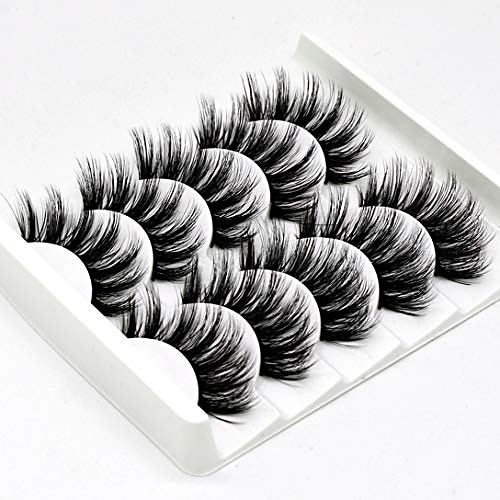 

5 Pairs 3D False Eyelashes Handmade Ultra Light Synthetic Fibers 3D Mink Fake Eyelashes Reusable Soft Nature Fluffy Wispies Long Lashes With Volume Makeup Eye Lash Extension Set