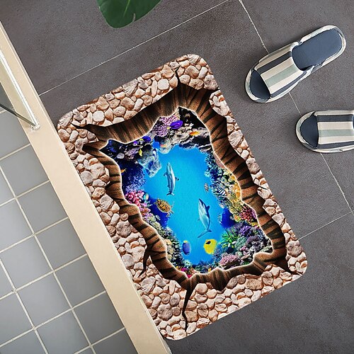 Alfombra de baño con impresión 3D, Felpudo de pasillo