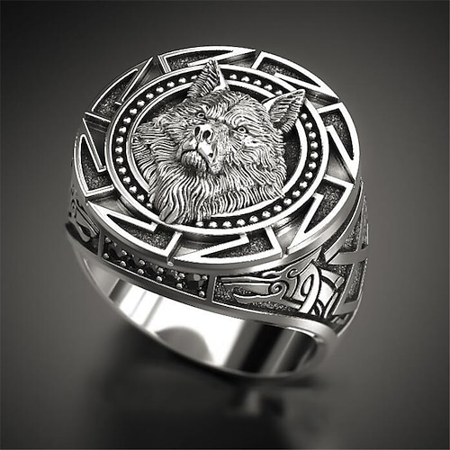 

1pc Band Ring Ring For Men's Men Women Anniversary Gift Festival Copper Silver-Plated Classic Wolf Head