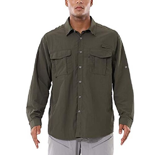 

Men's Hiking Shirt / Button Down Shirts Tactical Military Shirt Long Sleeve Shirt Top Outdoor Multi-Pockets Breathable Quick Dry Sweat-Wicking Spring Summer Gray khaki Army Green Hunting Fishing
