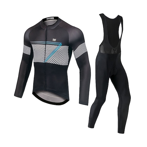 

CAWANFLY Men's Cycling Jersey with Bib Tights Long Sleeve Mountain Bike MTB Road Bike Cycling Winter Black Bike Fleece Lining Back Pocket Fleece Sports Patterned Clothing Apparel / Expert / Racing