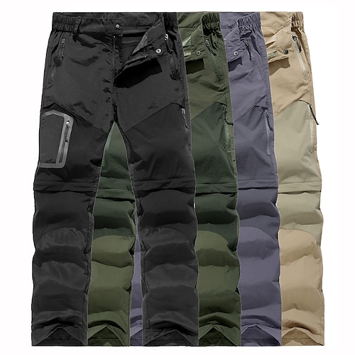 

Men's Convertible Zip Off Pants Hiking Pants Trousers Summer Outdoor Breathable Water Resistant Quick Dry Lightweight Pants / Trousers Bottoms Zipper Pocket Elastic Waist Black Army Green Camping