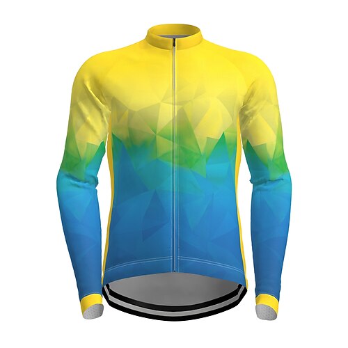 

Men's Cycling Jersey Long Sleeve Bike Jersey Top with 3 Rear Pockets Mountain Bike MTB Road Bike Cycling Breathable Quick Dry Soft Reflective Strips Green Yellow Gradient Novelty Polyester Sports