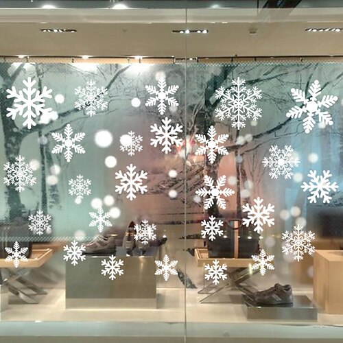 

Christmas Snowflake Wall Stickers Decorative Wall Stickers, PVC Home Decoration Wall Decal Wall Decoration Glass Window Decoration / Removable 50X35cm Wall Stickers for bedroom living room