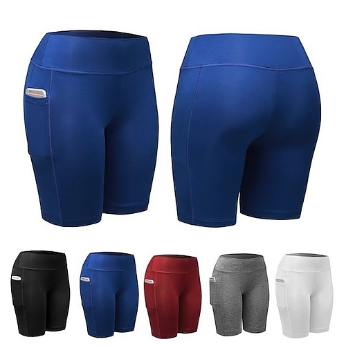 

Mujer Pantalones cortos ajustados para correr Pantalones Cortos de Compresión con bolsillo para teléfono Capa base Deportivo Ropa Deportiva Transpirable Suave Secado rápido Aptitud física