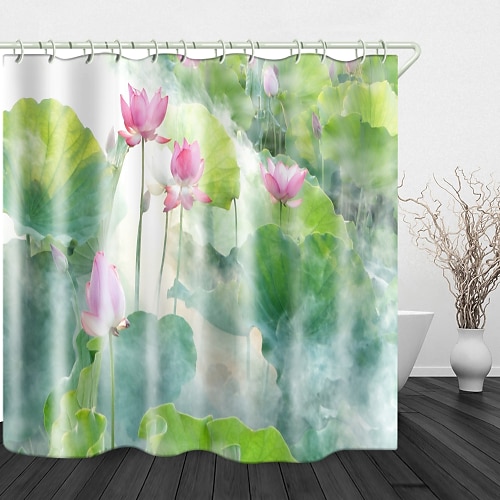 

Lotus In The Clouds Digital Print Waterproof Fabric Shower Curtain For Bathroom Home Decor Covered Bathtub Curtains Liner Includes With Hooks 70 Inch