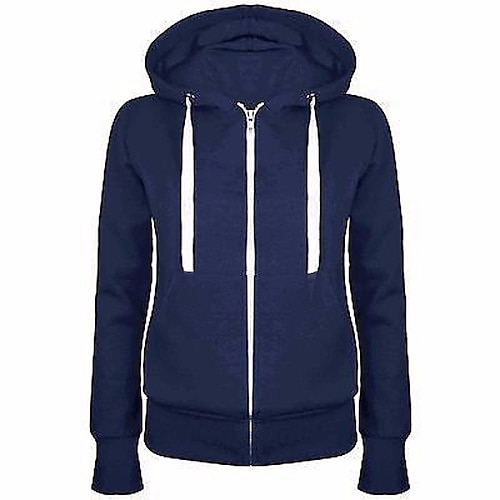 

Women's Hoodie Pullover Jacket Casual Zip Up Black Blue Wine Solid Colored Daily Hooded Cotton S M L XL XXL