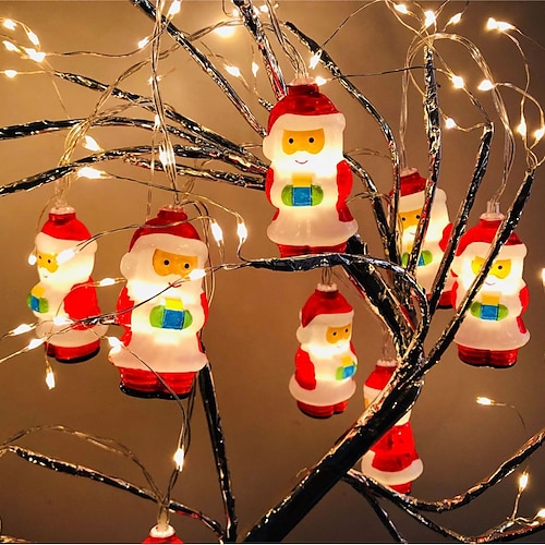 

5.4FT LED Santa Claus Christmas Fairy String Lights 10 Cute Mini Santa Claus Christmas Decorating Lights for Christmas Tree Wedding Party Home Bedroom Gift Toy