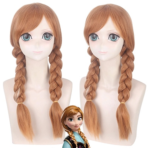 

Cosplay Wig Cosplay Wig Anna Frozen II Plaited Braid With 2 Ponytails Wig Long Brown Synthetic Hair 20 inch Women's Anime Fashionable Design Cosplay Brown / Doll Wig