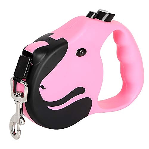 

Upgraded Retractable Dog Leash, 360° Tangle-free Dog Walking Leash For Heavy Duty Up To 33lbs, 16.5ft Strong Reflective Nylon Tape With Anti-slip Handle, One-handed Brake, Pause, Lock(pink)