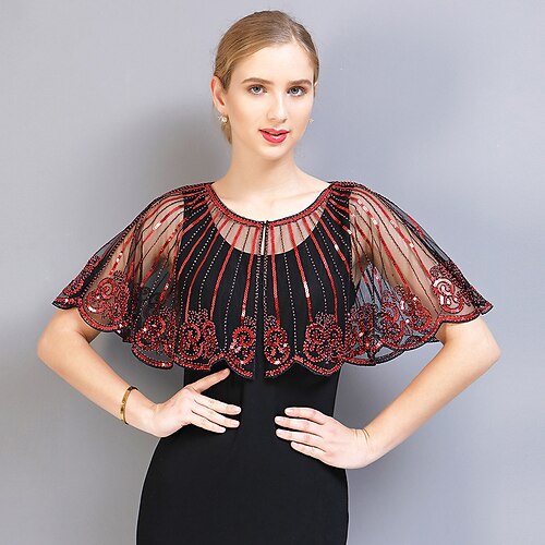 

The Great Gatsby 1920s Cocktail Dress Vintage Dress Cloak Party Costume Masquerade Christmas Dress Women's Sequins Tassel Fringe Costume Vintage Cosplay Party Homecoming Prom Shawl Halloween