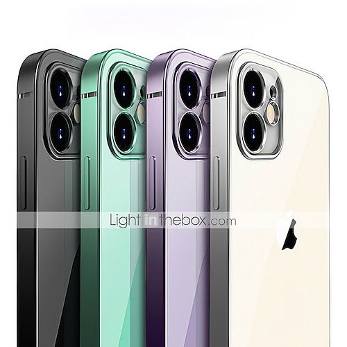 

telefono Custodia Per Apple Per retro iPhone 12 Pro Max 11 SE 2022 X XR XS Max 8 7 Plus Placcato Transparente Tinta unita TPU