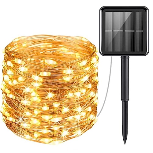 

Outdoor Solar LED String Lights Wedding Decoration 10M 33ft 100 LED 8 Lighting Modes Waterproof Fairy Lights Garden Christmas Wedding Birthday Party Holiday Decoration