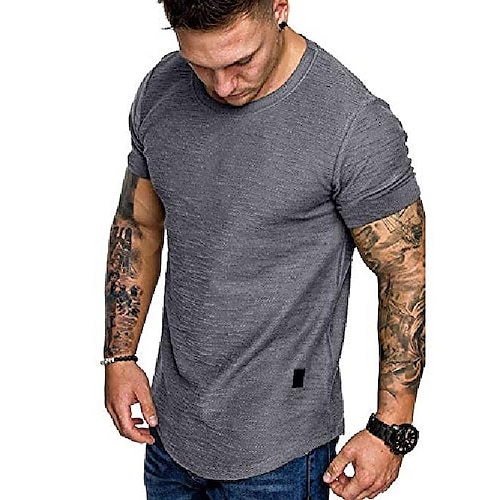 

Men's T shirt Tee Plain Crew Neck Casual Short Sleeve Clothing Apparel Simple Sportswear Casual Muscle