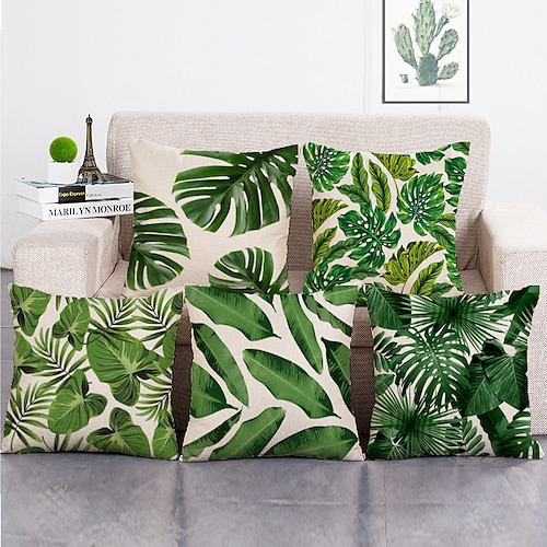 

1 Set of 5 Pcs Green Leaf Botanical Series Throw Pillow Covers Modern Decorative Throw Pillow Case Cushion Case for Room Bedroom Room Sofa Chair Car Outdoor Cushion for Sofa Couch Bed Chair Green