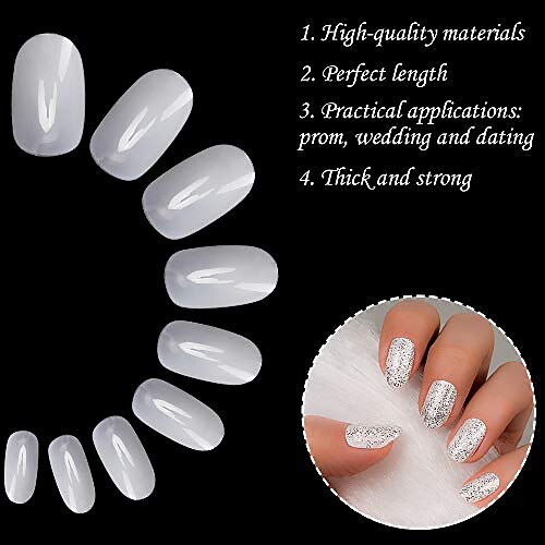 1200pcs round acrylic nails fake nails tips, 10 sizes, full cover short  oval false nails artificial nail art manicure finger nails for nail salon  diy nail design practice - clear, natural 2023 - US $