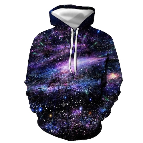 

Men's Hoodie Pullover Hoodie Sweatshirt Green Purple Pink Army Green Fuchsia Hooded Graphic Galaxy Star Print Daily Going out Plus Size Casual Clothing Apparel Hoodies Sweatshirts