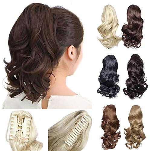 

12inch Short Curly Claw Ponytail Extension Clip In on Hairpiece with Jaw/Claw Synthetic Fluffy Pony Tail One Piece