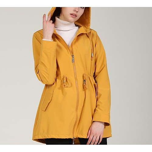 

Women's Padded Parka Solid Colored Nylon Black / Yellow S / M / L