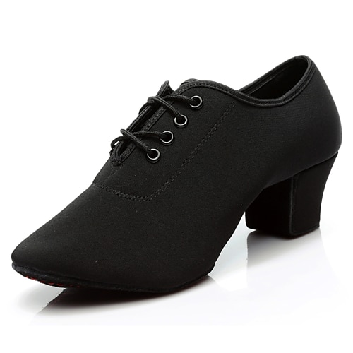 

Women's Latin Shoes Ballroom Shoes Practice Trainning Dance Shoes Party Indoor Performance Lace Up Professional Thick Heel Lace-up Black