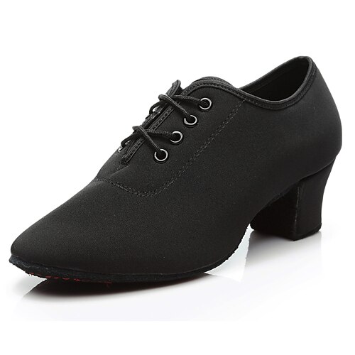 

Women's Latin Shoes Jazz Shoes Dance Sneakers Practice Trainning Dance Shoes Party Performance Practice Lace Up Oxford Thick Heel Lace-up Black / Leather