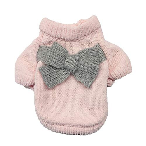 

pet clothes for small/medium/large dogs,puppy solid color bow-knot sweater,puppy dog cat coat sweater apparel,puppy winter outerwear warm sweater dog outfits,dog coats,cat jackets clothing (xl, pink)