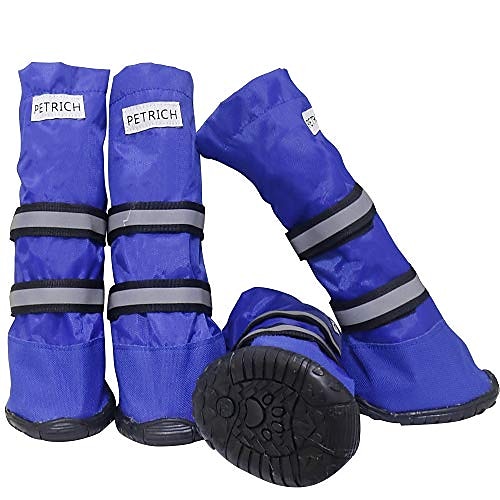 

Dog Boots Waterproof Shoes For Large Dogs,dog Boots Warm Lining Nonslip Rubber Sole For Snow Winter,anti-slip Sole Pet Paw Protectors 4pcs (l, Blue)