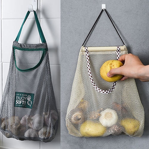 

2pcs Kitchen Onion Potato Storage Bag Fruit And Vegetable Storage Mesh Bag Can Hang Multi-purpose Ginger Garlic Onion Sorting Bag Storage Bag