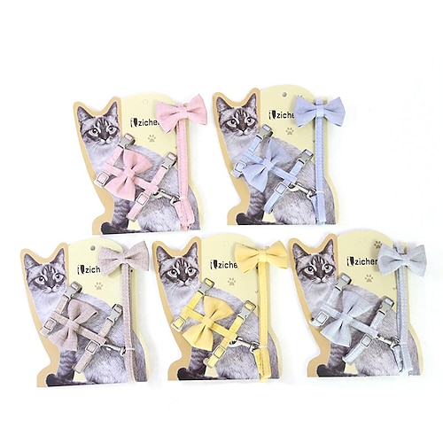 

Dog Cat Harness Leash Portable Cute and Cuddly Vest Anti Lost Solid Colored Bowknot Polyester Alaskan Malamute Golden Retriever Dalmatian Shiba Inu Pug Bichon Frise Yellow Pink Gray Coffee Light Blue