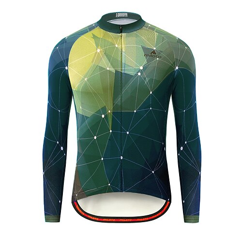 

Miloto Men's Cycling Jersey Long Sleeve Bike Jersey Top with 3 Rear Pockets Mountain Bike MTB Road Bike Cycling Cycling Breathable Ultraviolet Resistant Quick Dry Green Sports Clothing Apparel